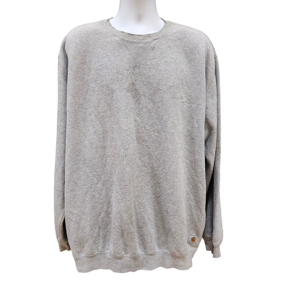 Carhartt Sweatshirt Mens XL Tall Gray Long Sleeve Crewneck Heavyweight Stained